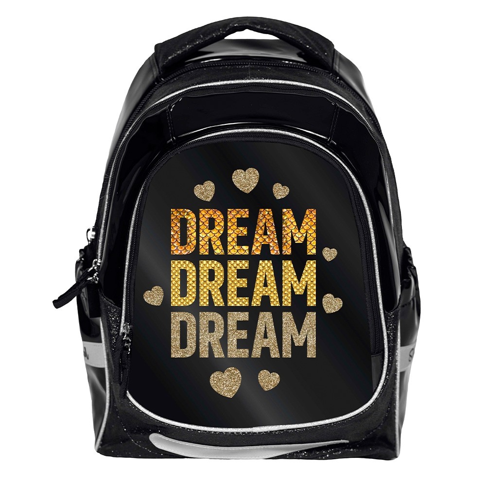 Ghiozdan imprimeu DREAM, clasele primare, compartimentare eficienta, negru - imagine 4